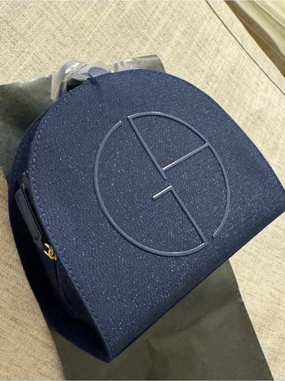 Giorgio Armani Beauty navy blue vanity toiletry cosmetic bag case new in box